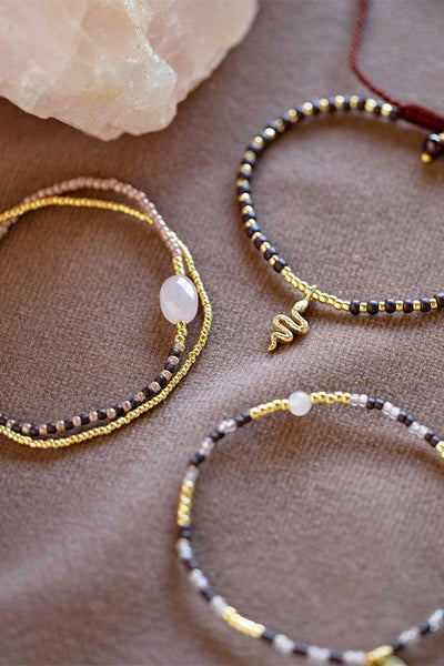 A Beautiful Story Soothing Rose Quartz Bracelet Gold Coloured