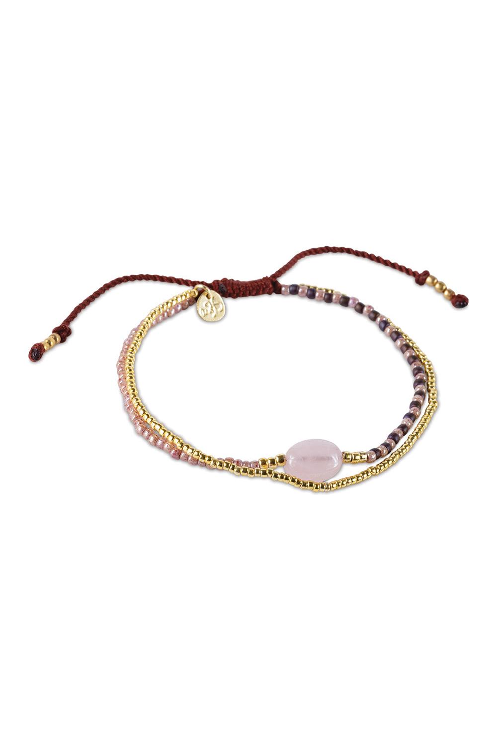 A Beautiful Story Soothing Rose Quartz Bracelet Gold Coloured