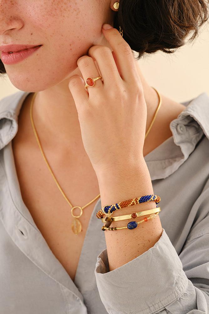 A Beautiful Story Talented Tiger Eye Bracelet Gold Coloured