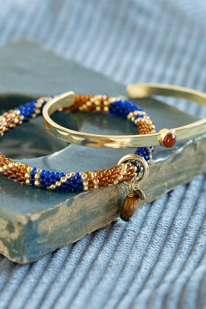 A Beautiful Story Talented Tiger Eye Bracelet Gold Coloured