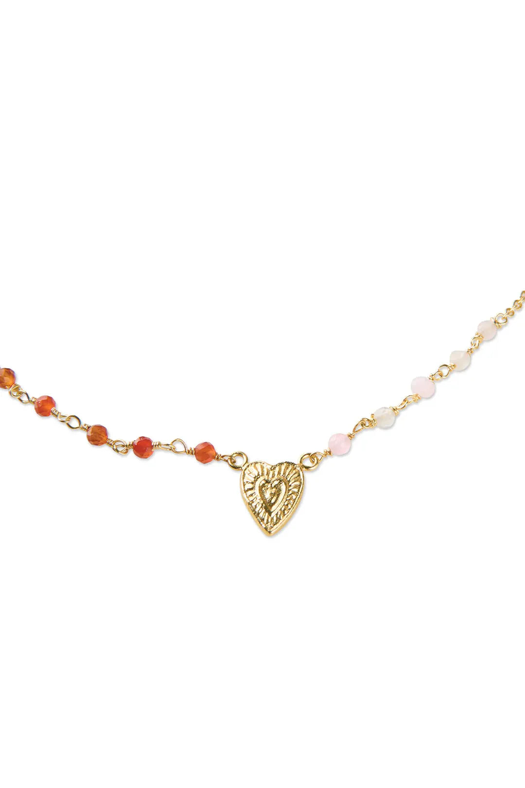A Beautiful Story Truthful Rose Quartz Carnelian Necklace GP
