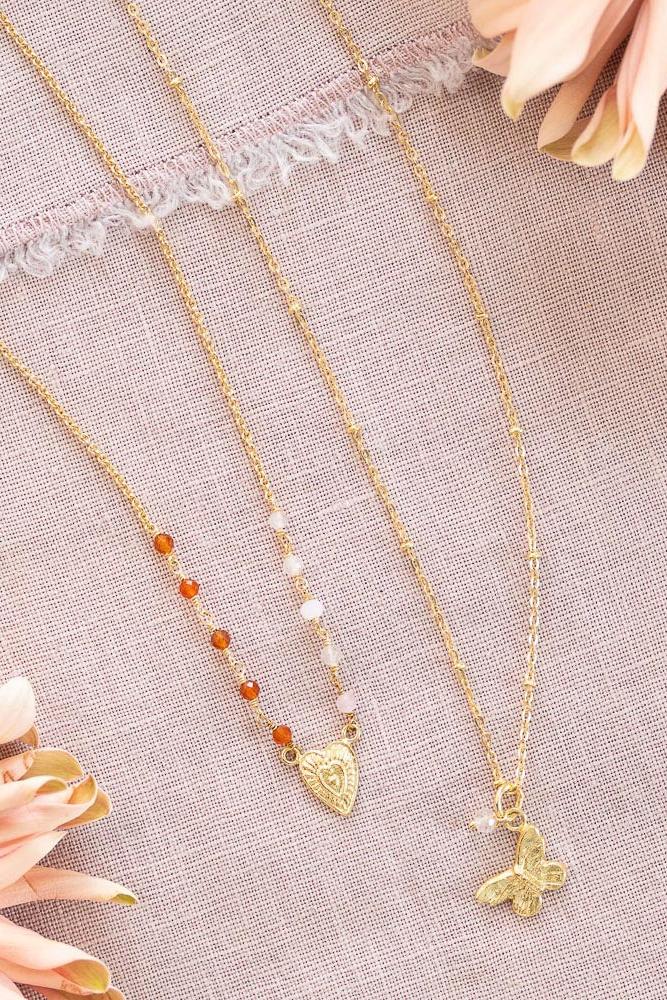 A Beautiful Story Truthful Rose Quartz Carnelian Necklace GP