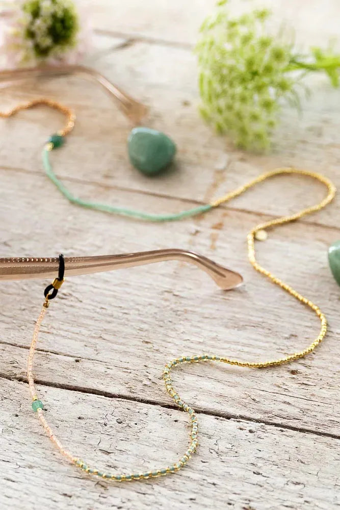 A Beautiful Story Unified Aventurine Glasses Cord Gold Coloured