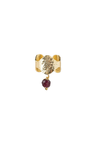 A Beautiful Story Wave Gemstone Ear Cuff Garnet Gold Plated
