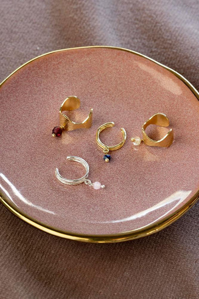 A Beautiful Story Wave Gemstone Ear Cuff Garnet Gold Plated