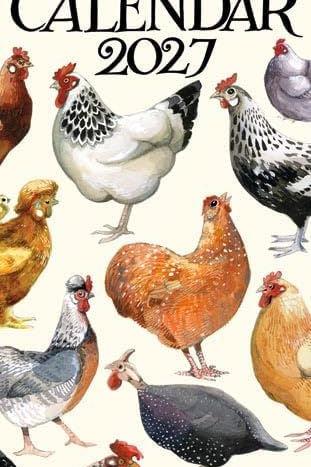 A fun, slim calendar with a playful chicken theme print