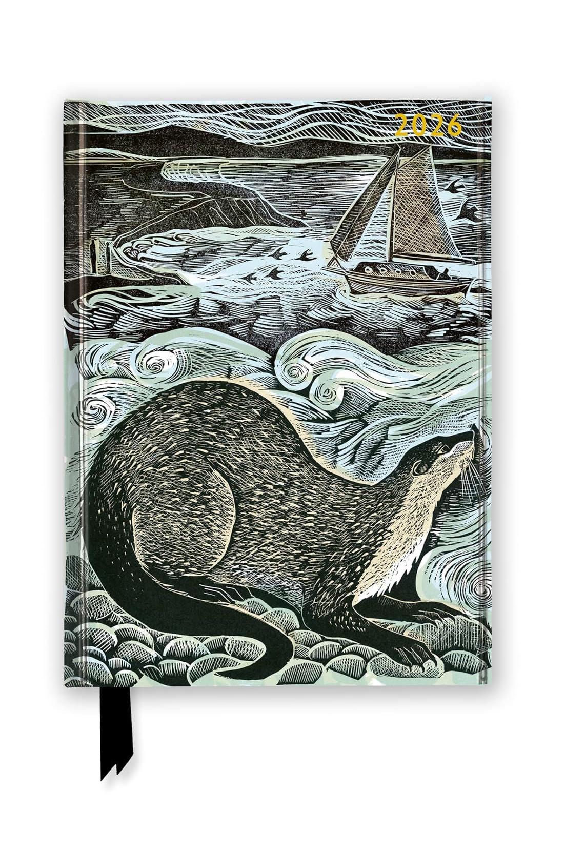 Decorative notebook cover with a otter and sailboat design, featuring the year 2026.