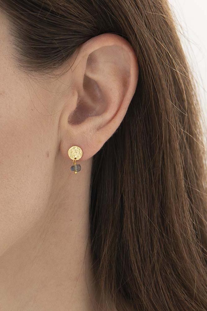 A Beautiful Story Mini Coin Labradorite Gold Plated Earrings