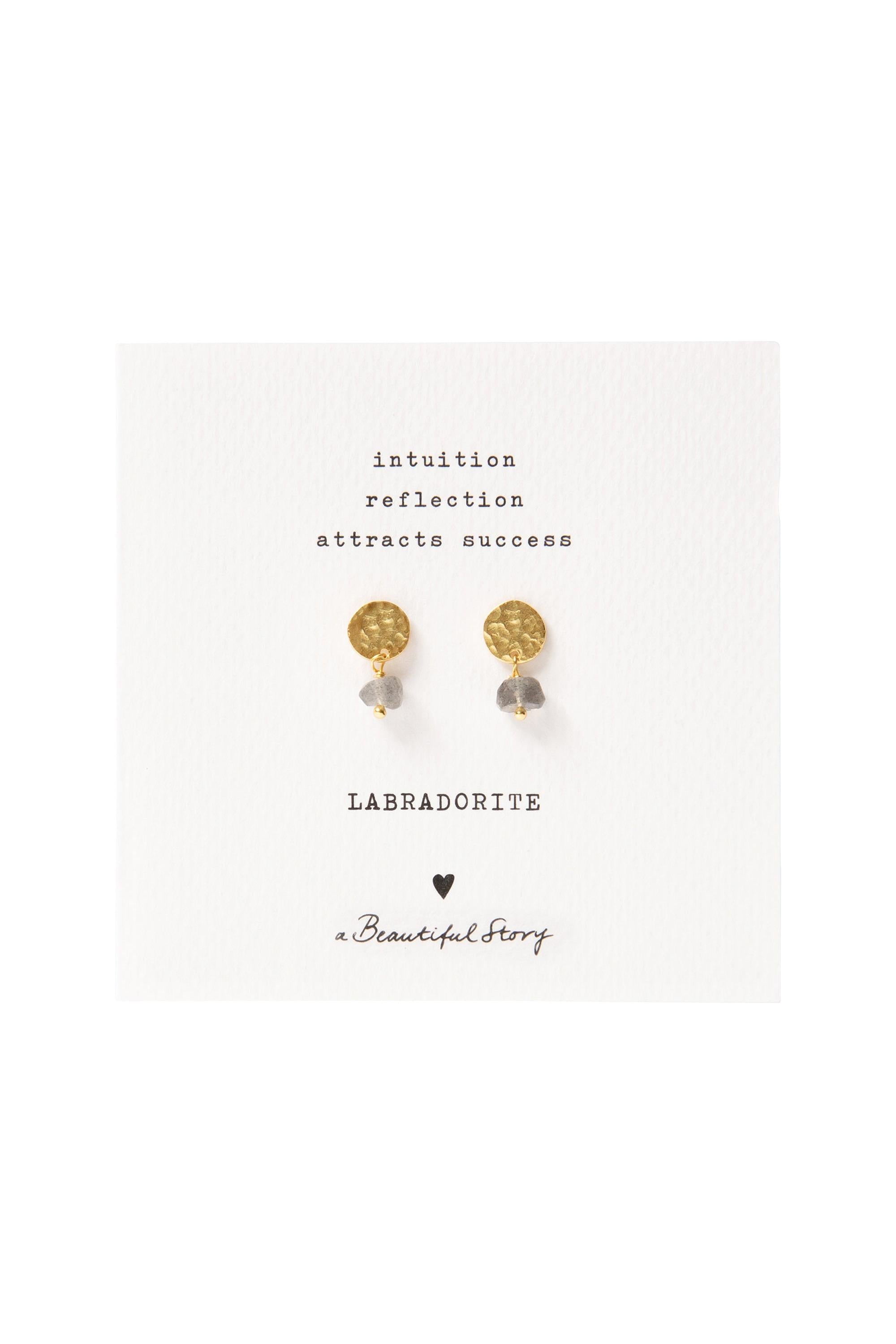 A Beautiful Story Mini Coin Labradorite Gold Plated Earrings