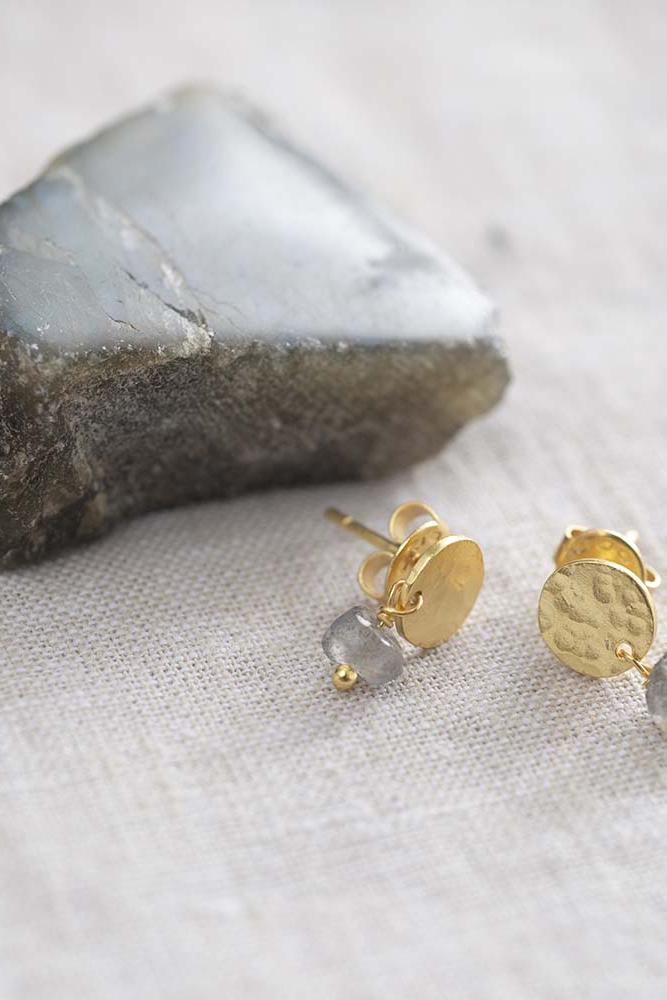 A Beautiful Story Mini Coin Labradorite Gold Plated Earrings