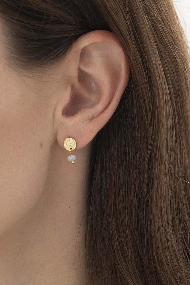 A Beautiful Story Mini Coin Moonstone Gold Plated Earrings
