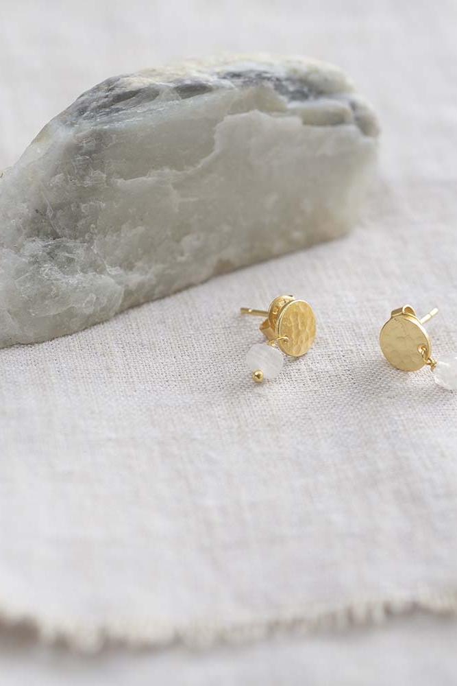 A Beautiful Story Mini Coin Moonstone Gold Plated Earrings