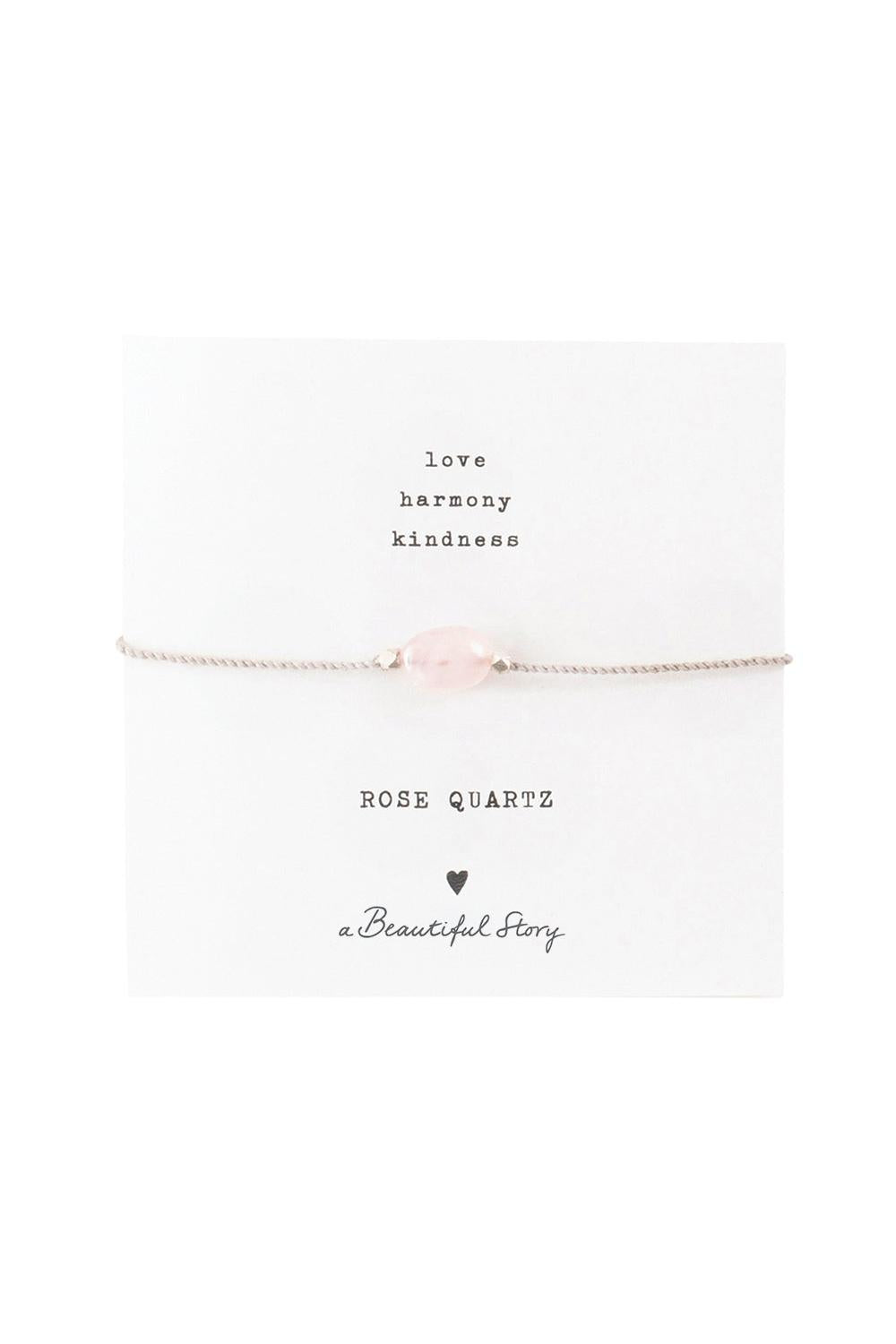 A Beautiful Story Gemstone Card Rose Quartz Silver Colored Bracelet