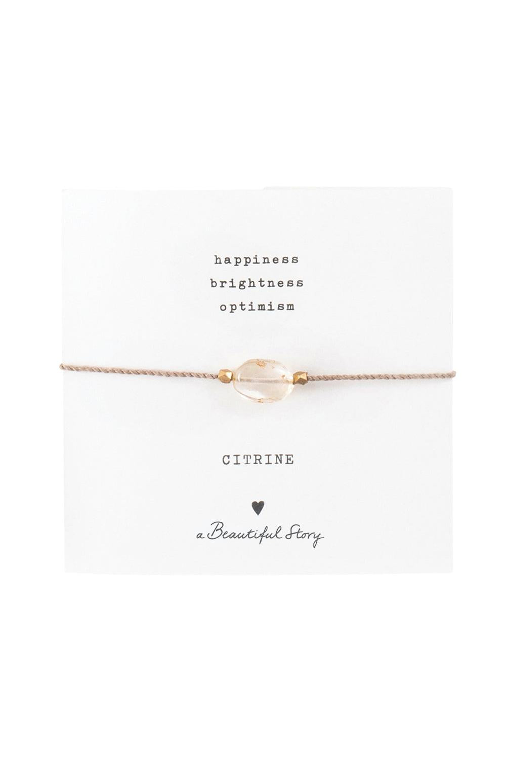 A Beautiful Story Gemstone Card Citrine Gold Colored Bracelet