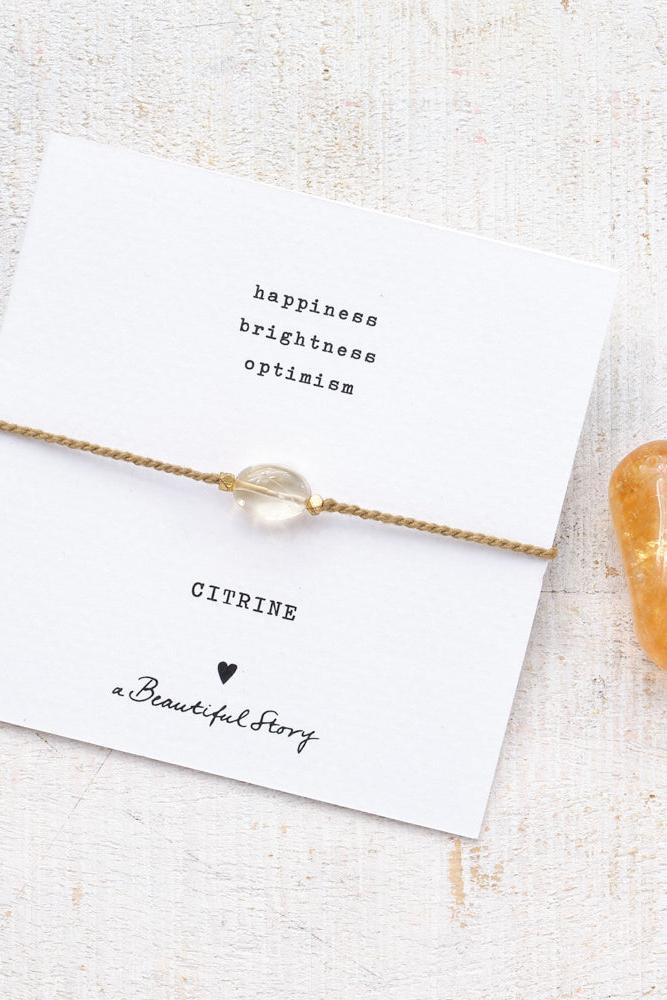 A Beautiful Story Gemstone Card Citrine Gold Colored Bracelet