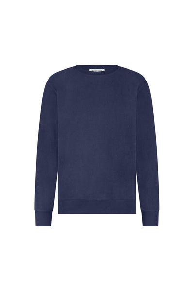 Navy blue bamboo sweater on a white background