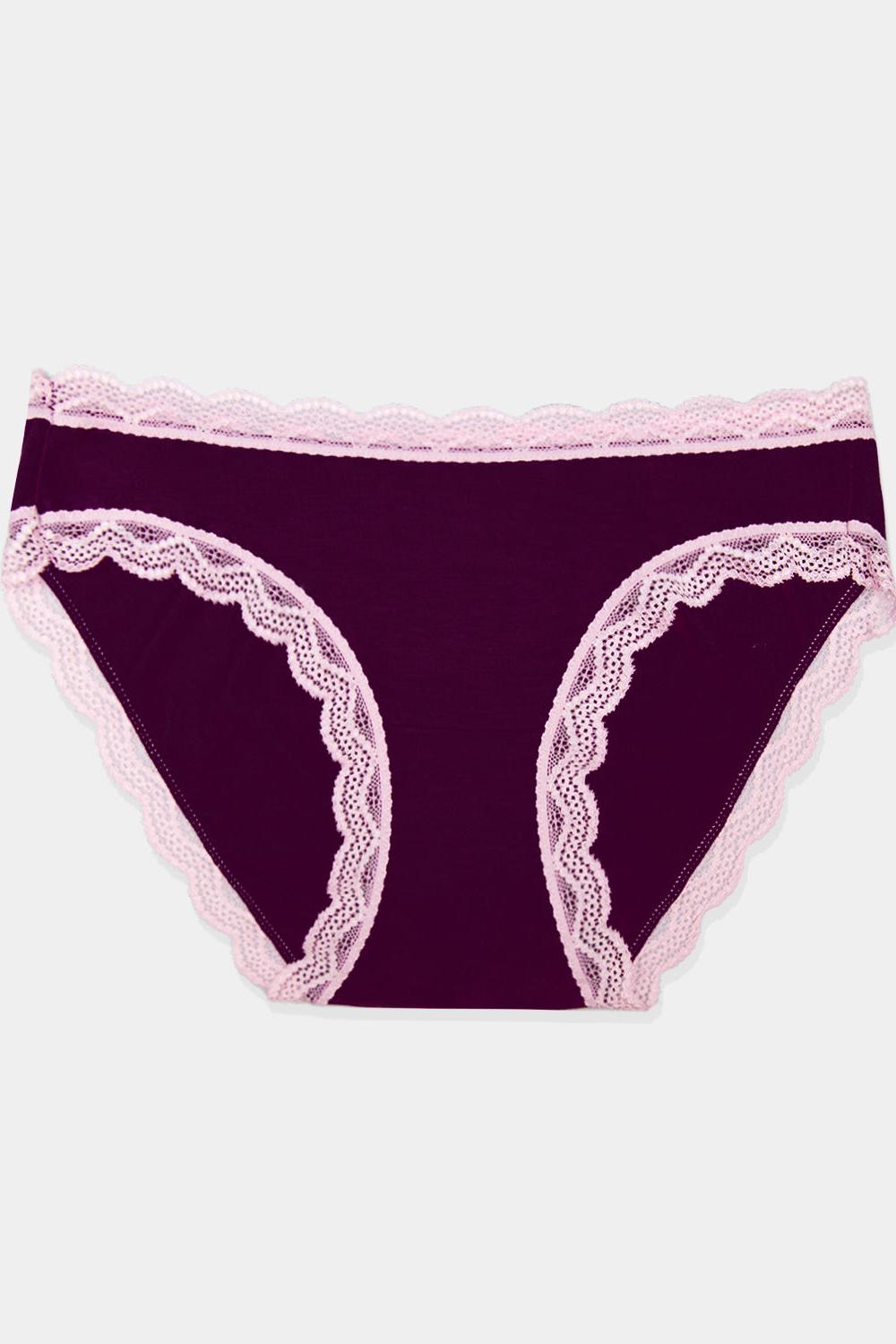 Stripe & Stare Knicker in Black Cherry & Dusky Pink