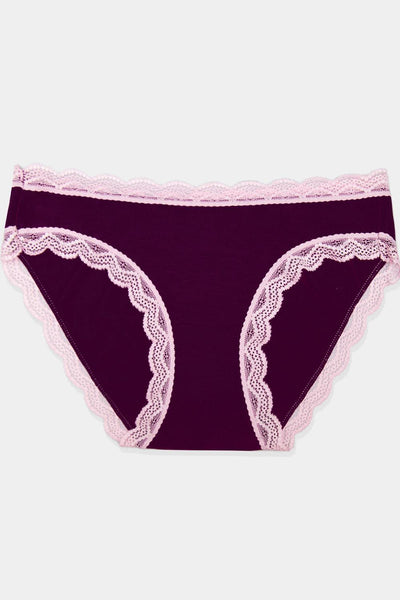 Stripe & Stare Knicker in Black Cherry & Dusky Pink