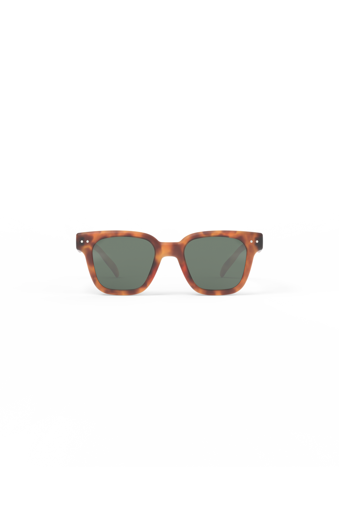 Front view of kids’ Izipizi #Road sunglasses in havane with oversized rectangular matte frame and grey polarized lenses.