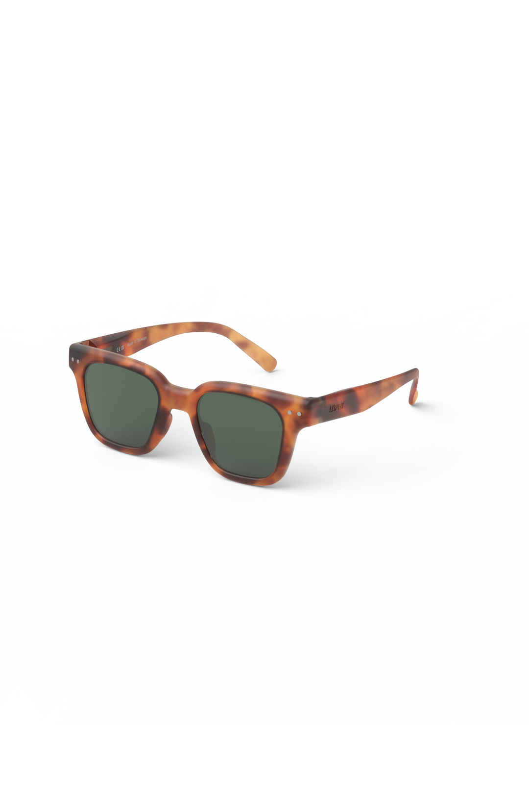 Side profile of Izipizi #Road kids sunglasses in havane showing wide arms and matte bio-based frame.