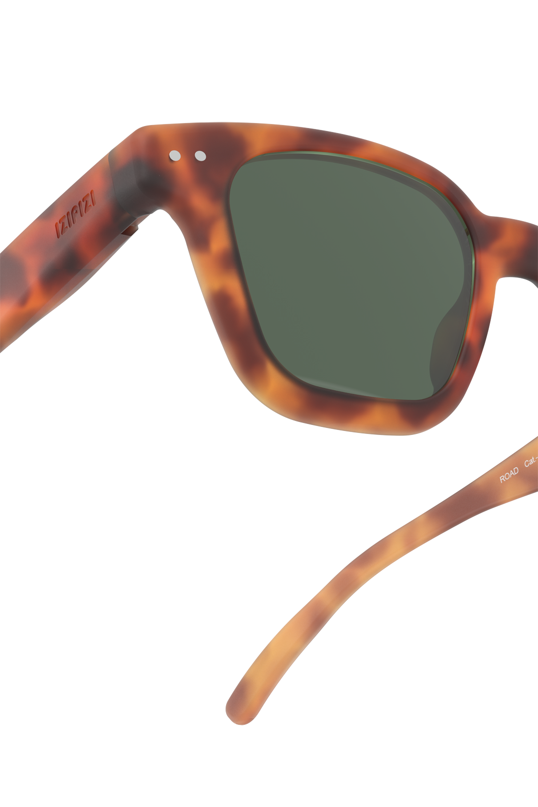 Angled view of Havane unisex sunglasses showing smooth soft-touch frame and structured silhouette.