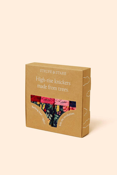 Stripe & Stare High Rise Four Pack - Cherry Bloom