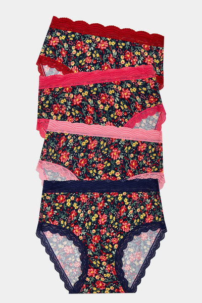 Stripe & Stare High Rise Four Pack - Cherry Bloom