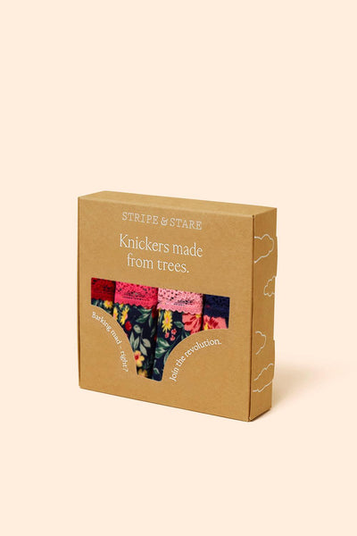 Stripe & Stare Knicker Four Pack - Cherry Bloom