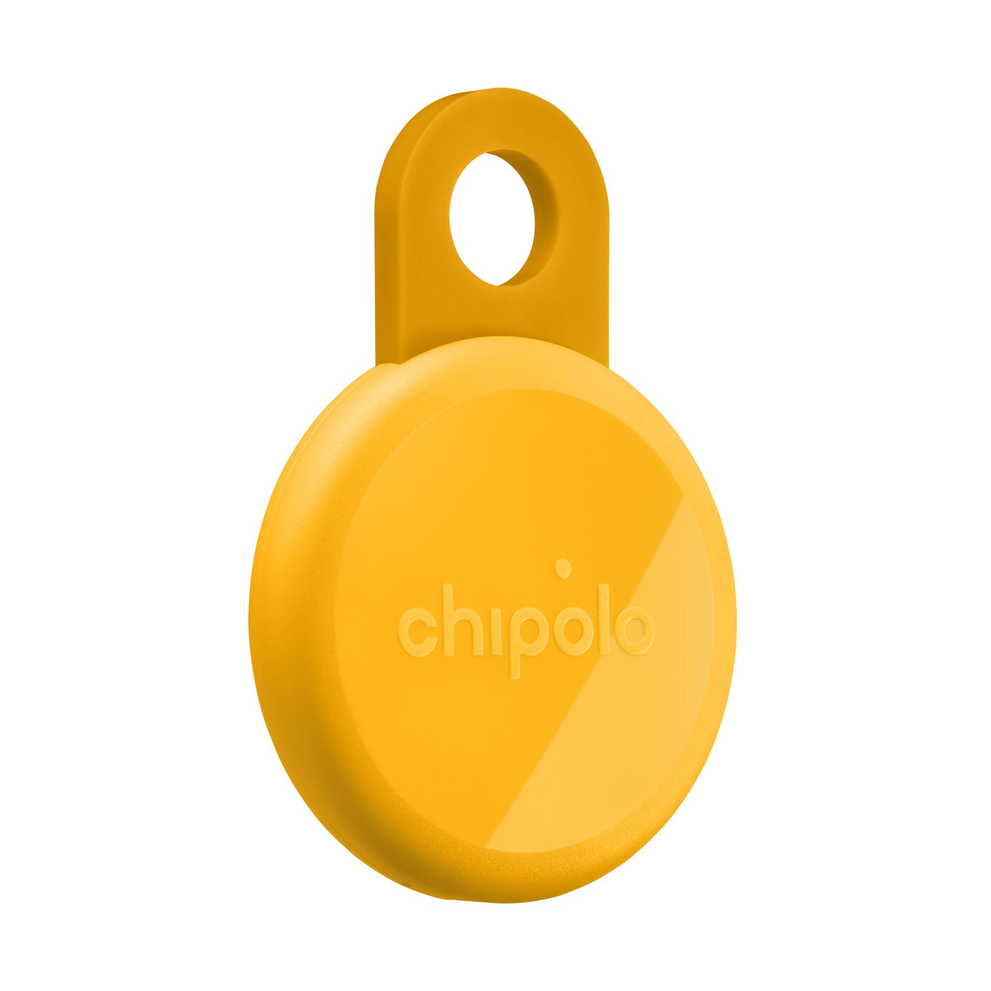 Yellow tracking device with Chipolo branding