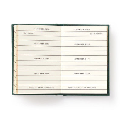 Calendar with handwritten dates and reminders on a white background