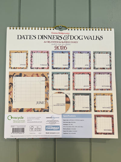 EMMA BRIDGEWATER DATES DINNERS DOG  FAMILY ORGANISER 2026