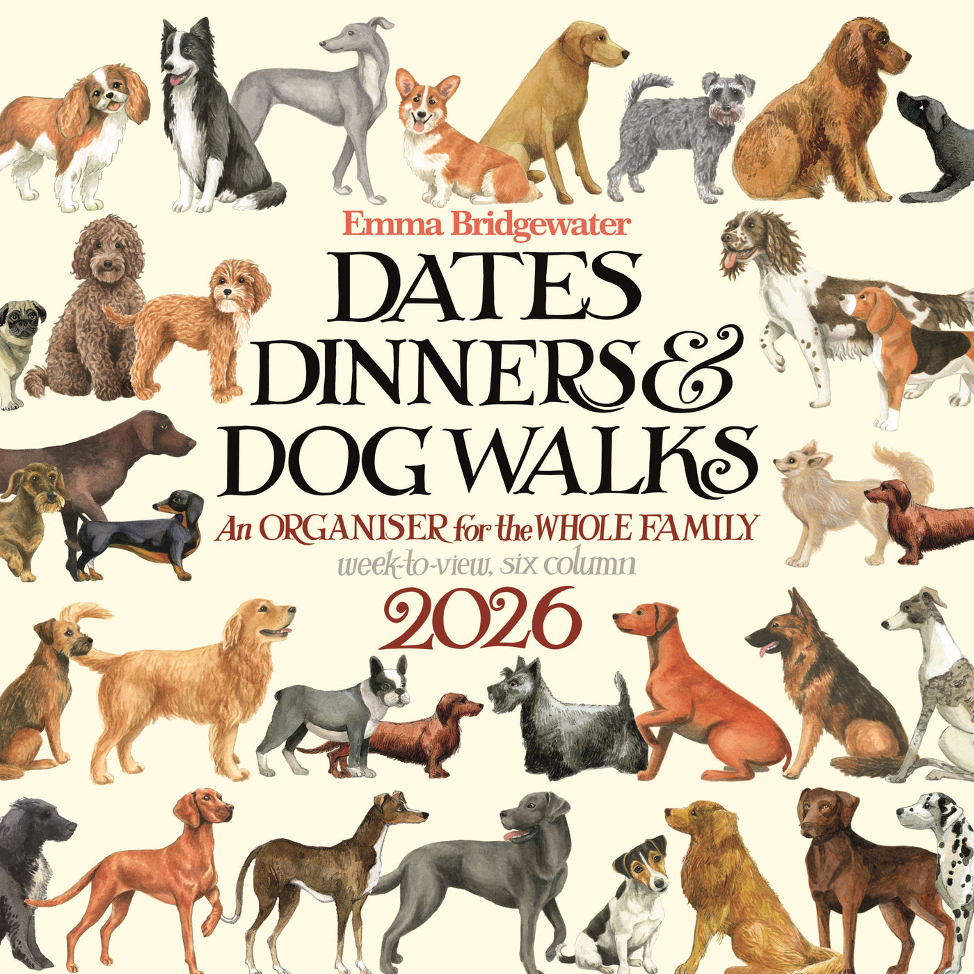 EMMA BRIDGEWATER DATES DINNERS DOG  FAMILY ORGANISER 2026