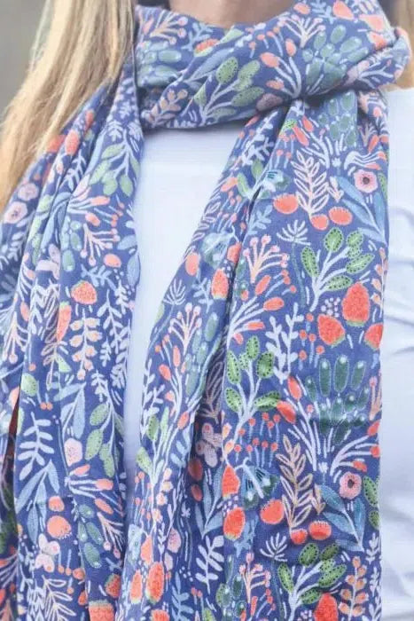 Earth Squared Blue Multi Spring Floral Scarf-Womens-Ohh! By Gum - Shop Sustainable