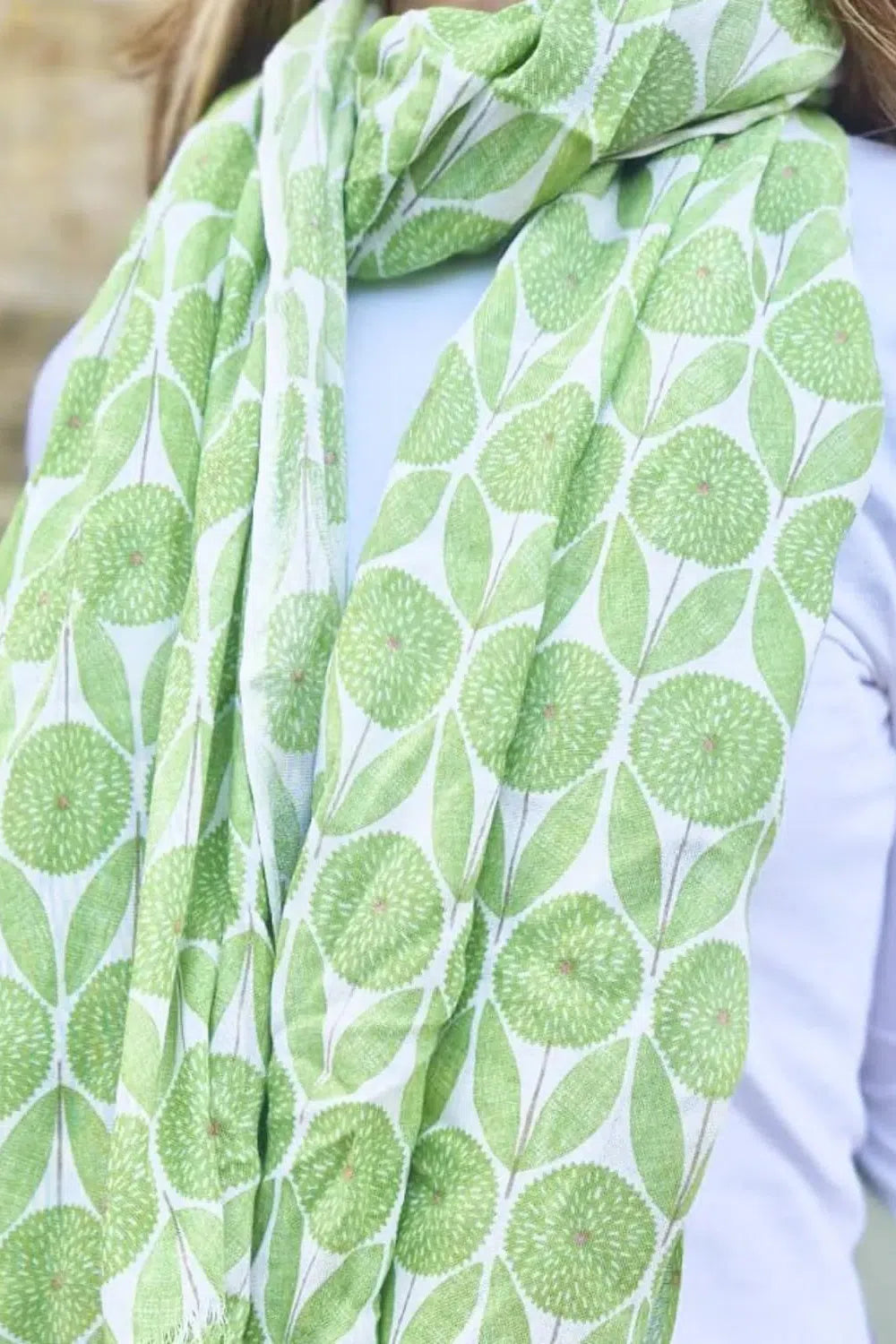 Earth Squared Green Flower Spring Scarf-Womens-Ohh! By Gum - Shop Sustainable