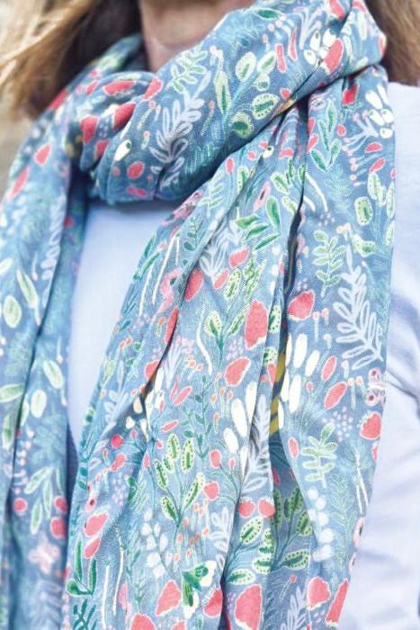 Earth Squared Grey Multi Spring Floral Scarf-Womens-Ohh! By Gum - Shop Sustainable