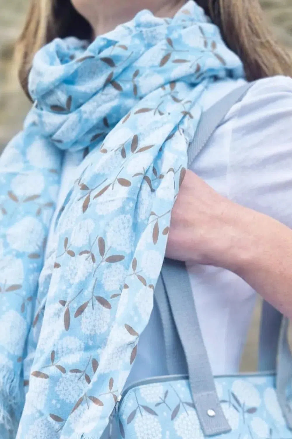 Earth Squared Spring Bloom Blue Flower Scarf-Womens-Ohh! By Gum - Shop Sustainable