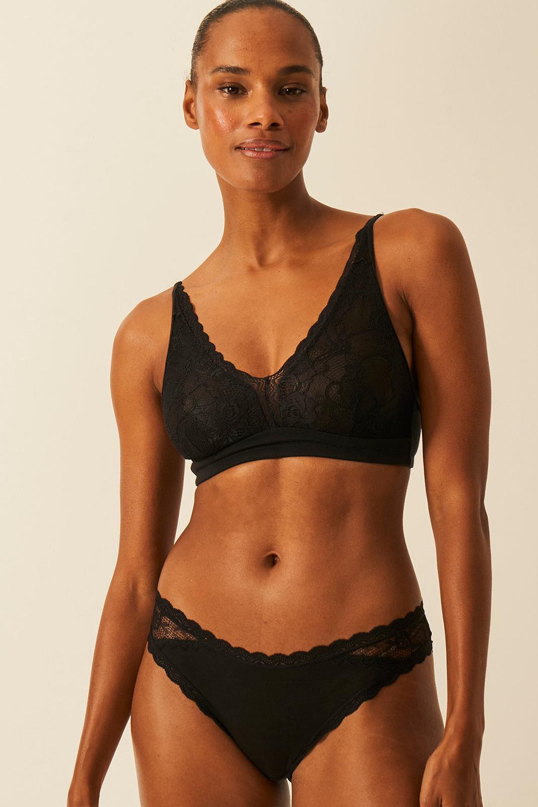Stripe & Stare Eco Lace Full Coverage Plunge Bra in Black