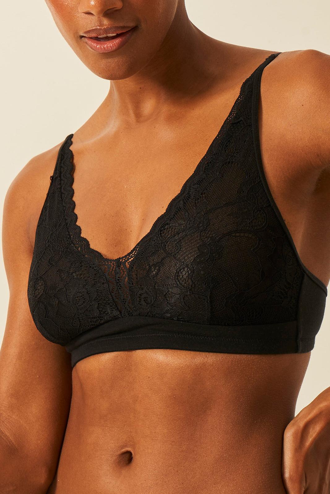 Stripe & Stare Eco Lace Full Coverage Plunge Bra in Black