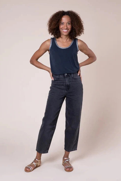 Eleven Loves Thea Barrel Leg Jeans Washed Black-Womens-Ohh! By Gum - Shop Sustainable