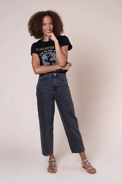 Eleven Loves Thea Barrel Leg Jeans Washed Black-Womens-Ohh! By Gum - Shop Sustainable