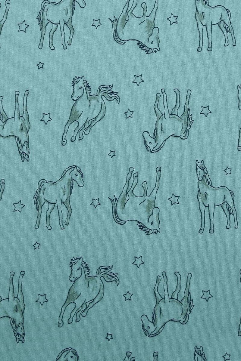 Enfant Terrible Hoodie Sweatshirt Horse Print in Turquoise-Pistachio