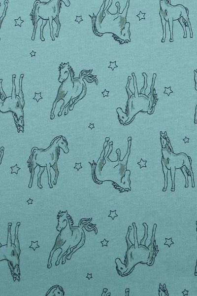 Enfant Terrible Hoodie Sweatshirt Horse Print in Turquoise-Pistachio