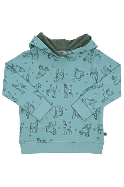 Enfant Terrible Hoodie Sweatshirt Horse Print in Turquoise-Pistachio