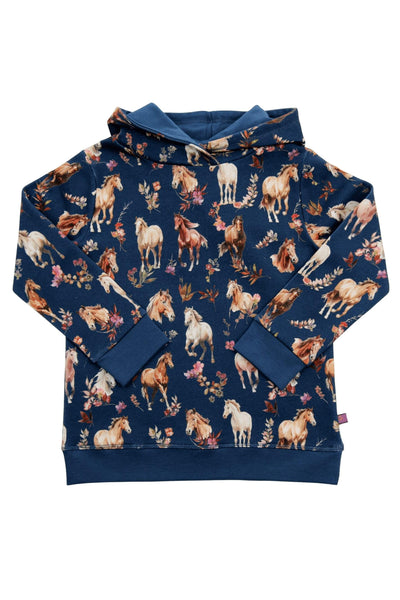Enfant Terrible Hoodie Sweatshirt with Horse Print in Night