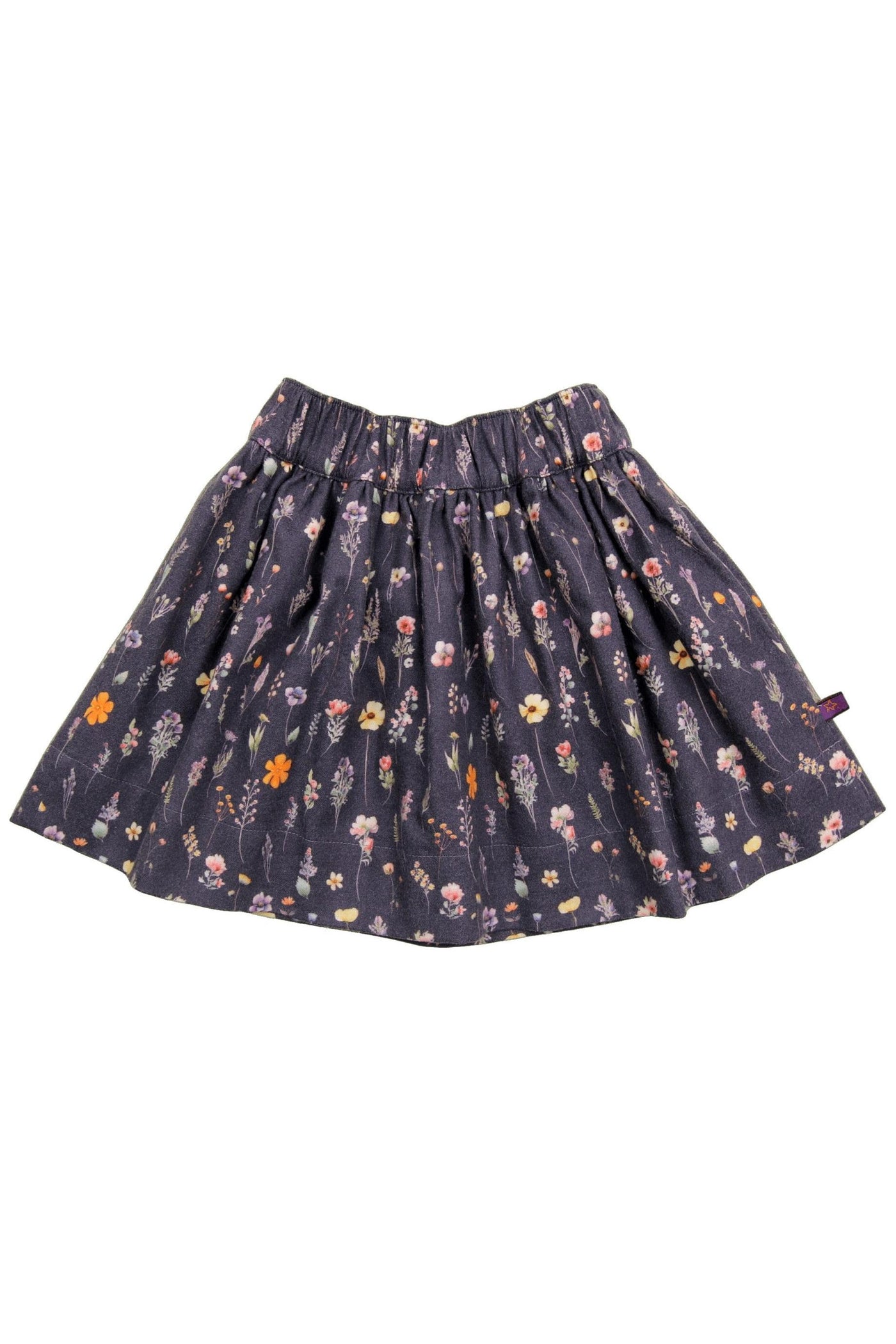 Enfant Terrible Reversible Skirt with Horse/Wildflower Print in Dark Green-Plum