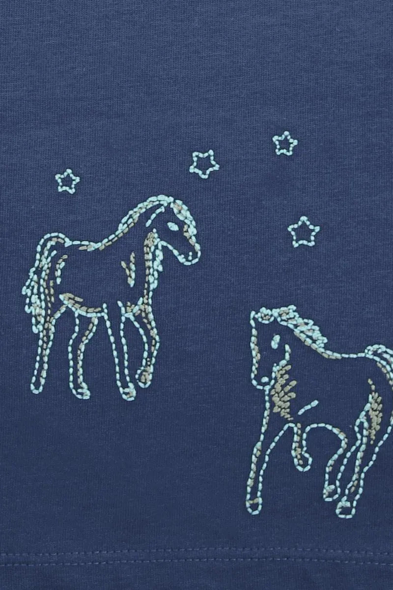 Enfant Terrible Shirt with Horse Embroidery in Dark Blue