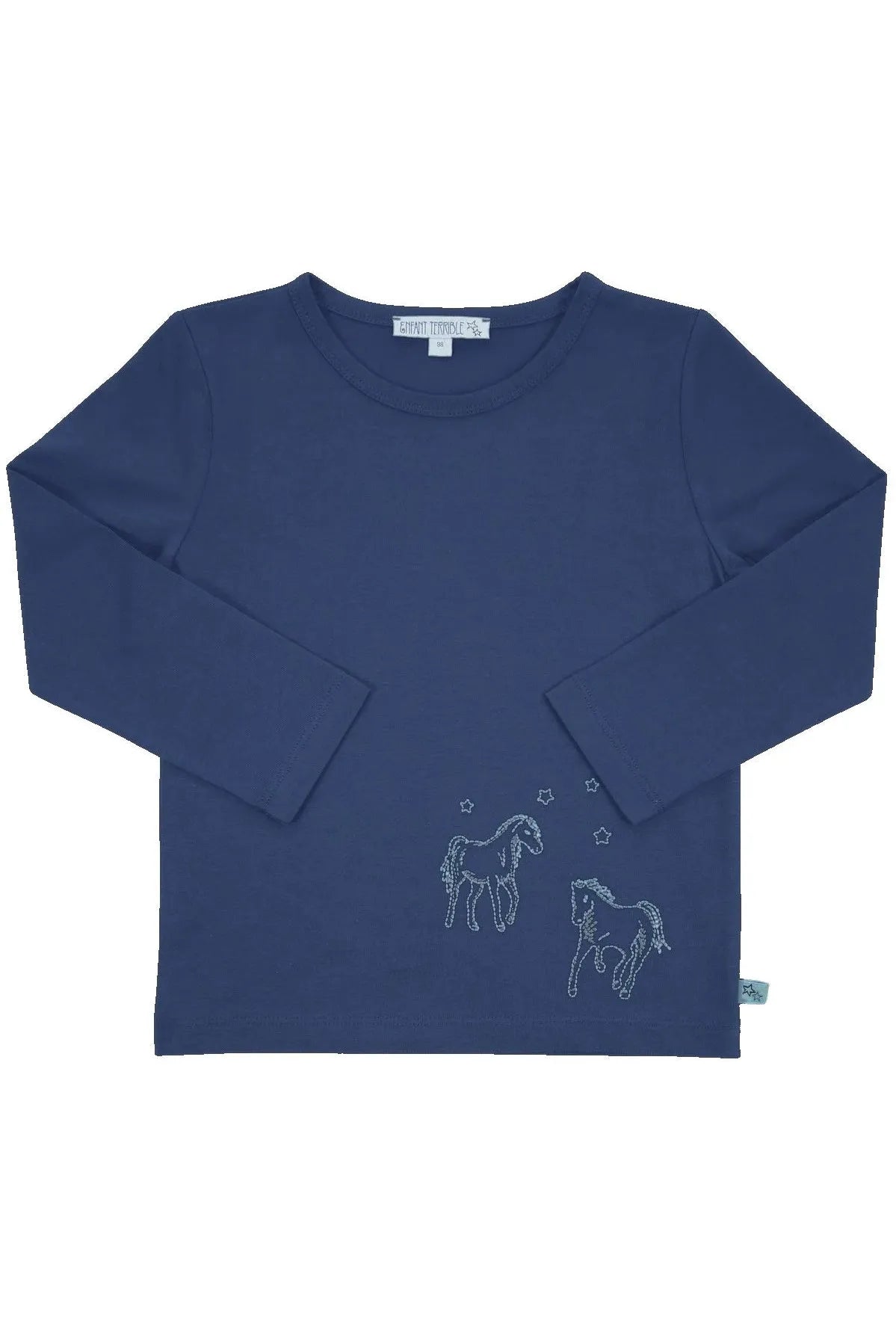 Enfant Terrible Shirt with Horse Embroidery in Dark Blue