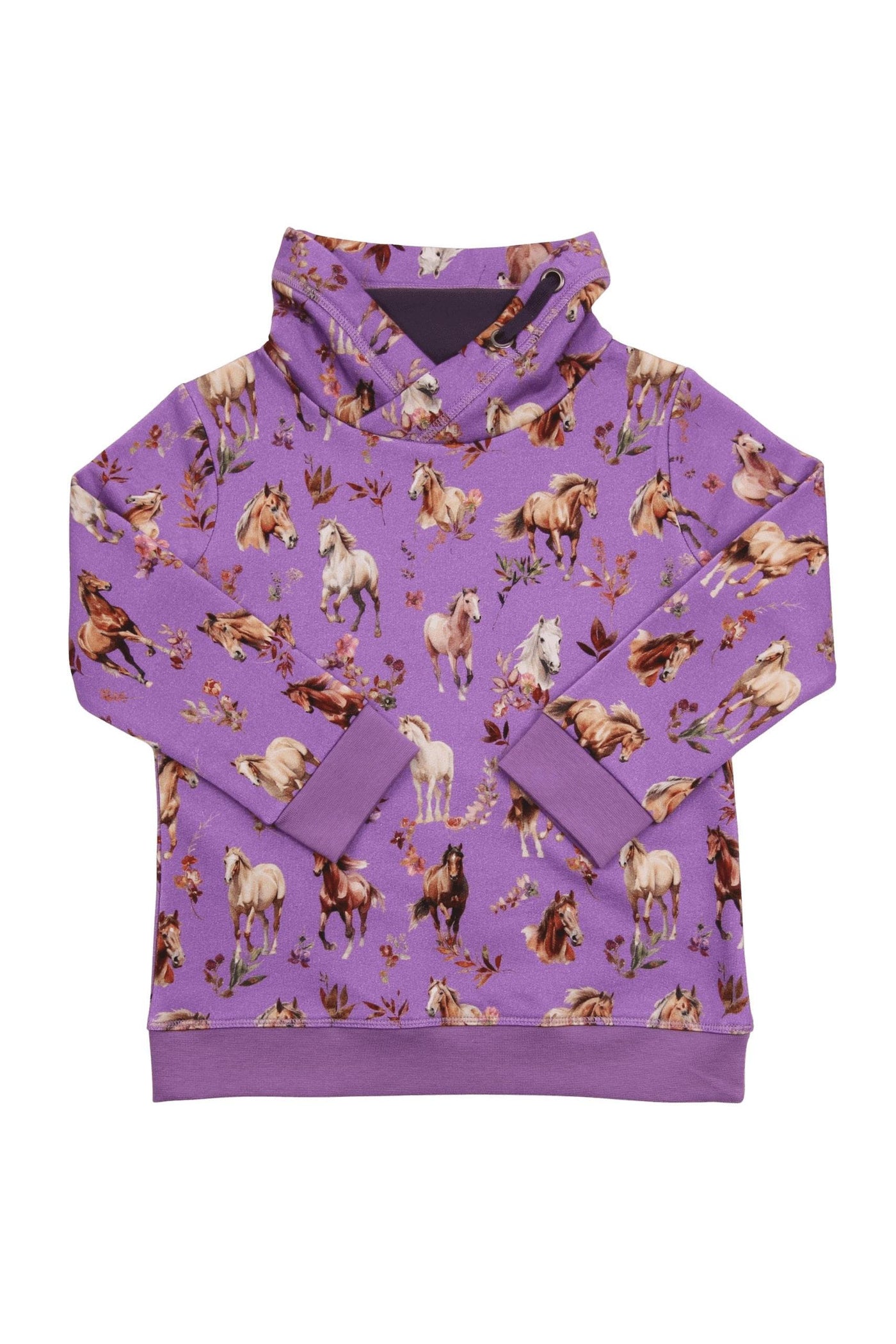 Enfant Terrible Stand-Up Collar Sweatshirt Horse Print in Violet