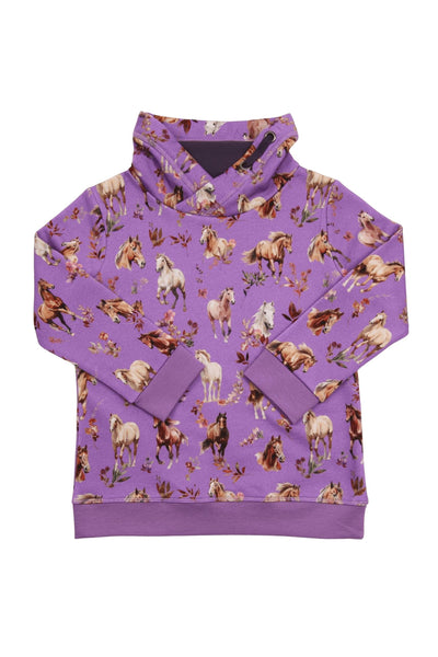 Enfant Terrible Stand-Up Collar Sweatshirt Horse Print in Violet