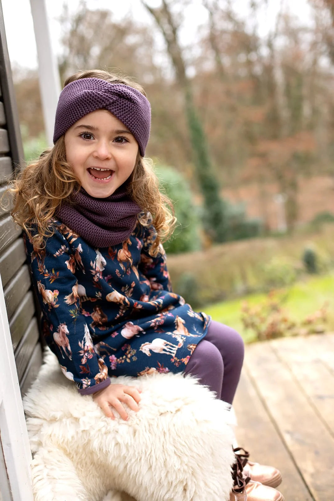 Enfant Terrible Sweat Dress with Horse Print in Night